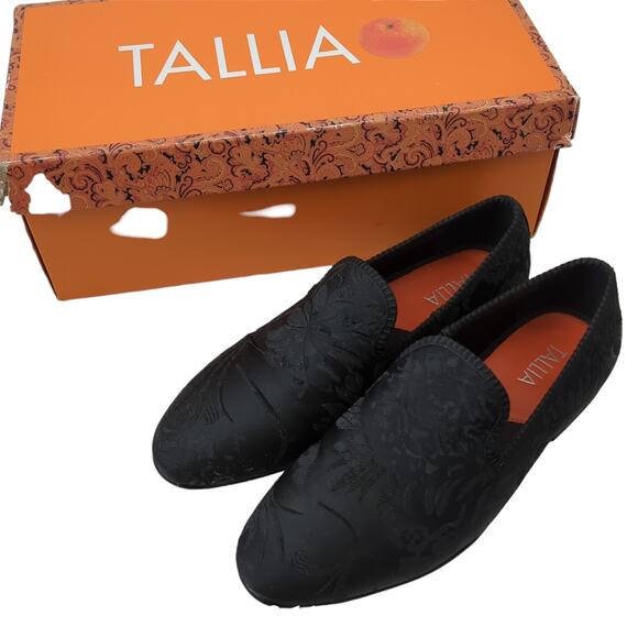 Tallia‎ Men\'s Enrico Embossed Satin Smoking Slippers Black Loafers Size 8.5 main image 7